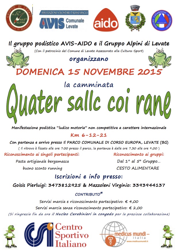 Quater sallc coi Rane a Leat 2015 con regolamento